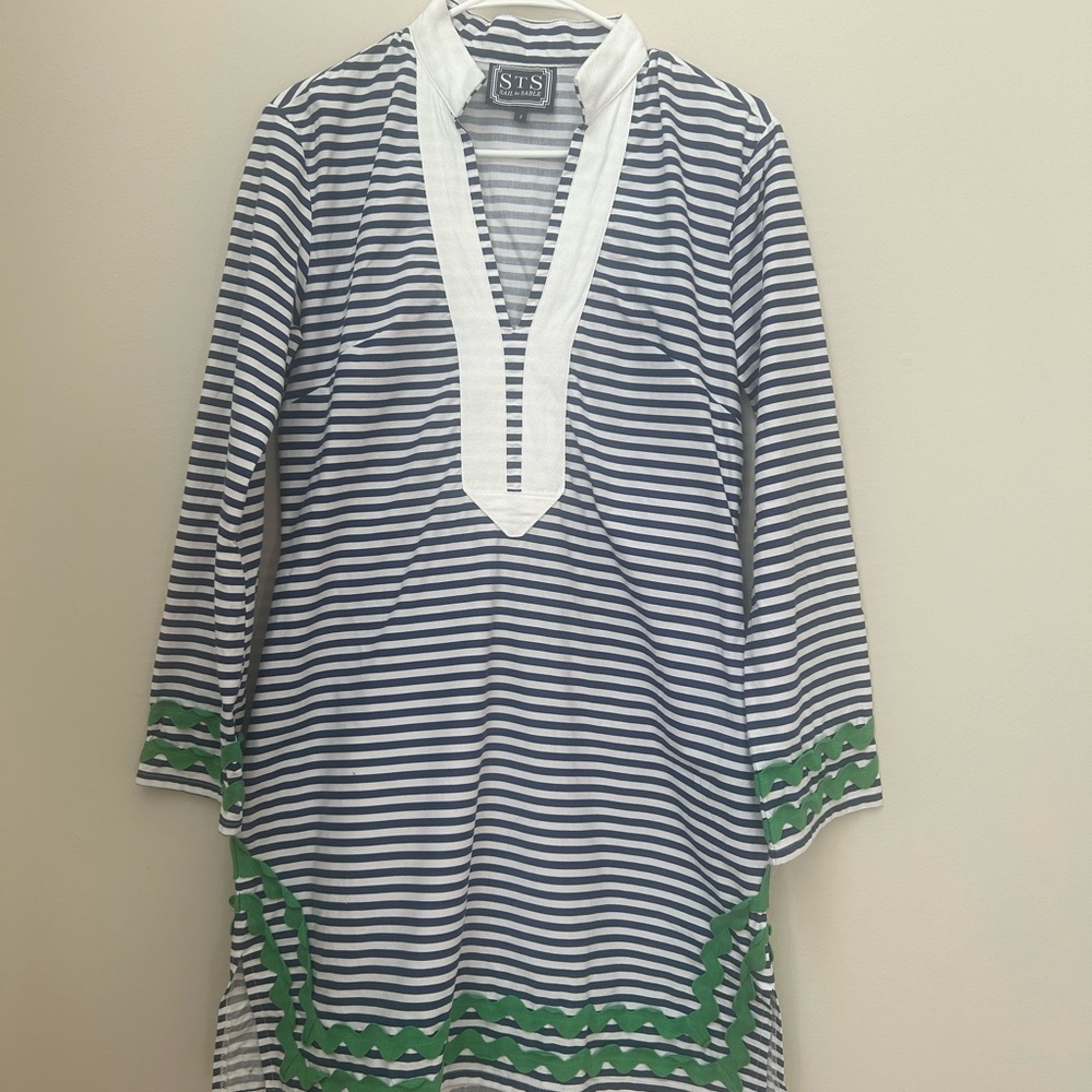 Sail to Sable Women's Blue Striped Long Sleeve Classic Tunic Dress Size 2